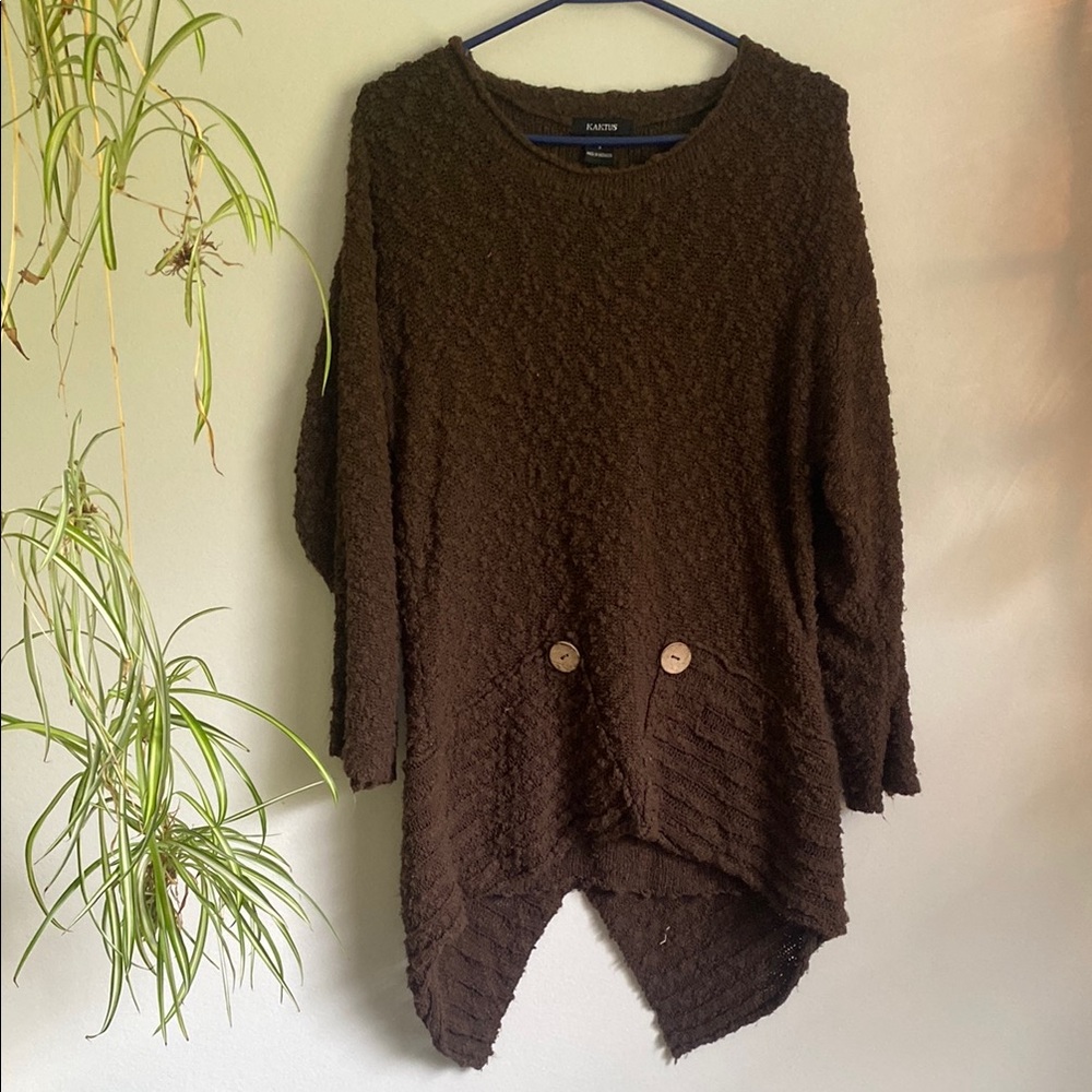 Brown Sweater with Button Accents